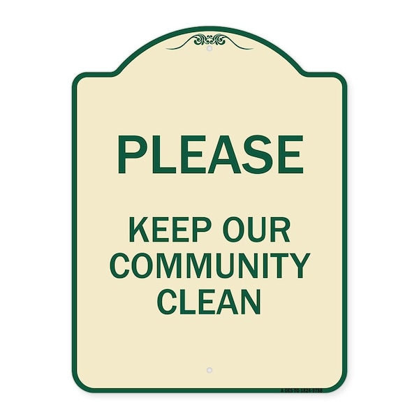 Designer Series-Please Keep Our Community Clean Tan & Green, 24" x 18", TG-1824-9788